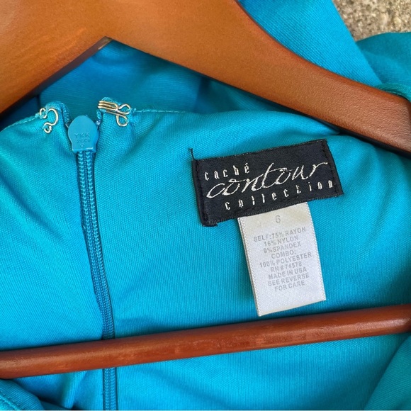 CACHE CONTOUR Women’s Blue Teal Sheath Pencil Dress Sleeveless Mini Size 8 - Picture 10 of 11